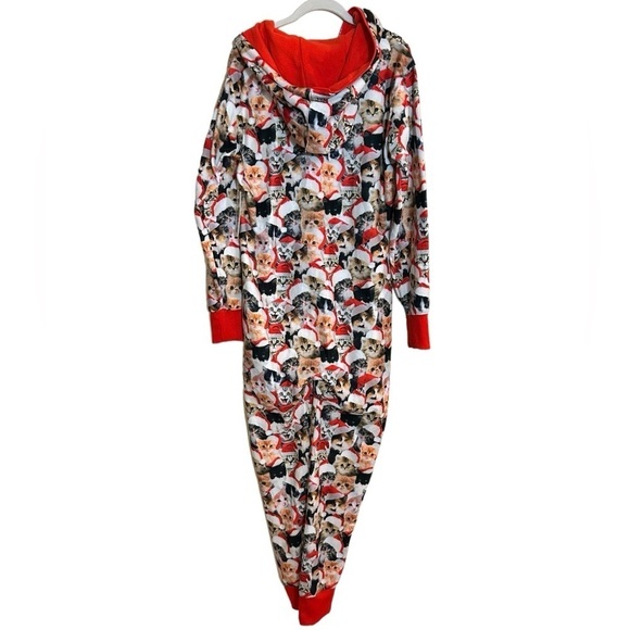 Tipsy Elves Meowy Catmus Jumpsuit Kittens Fleece Christmas Onesie Size Med NWT - Picture 4 of 14